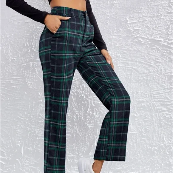 NWT Shein Slant Pocket Tartan Pants - Picture 4 of 7